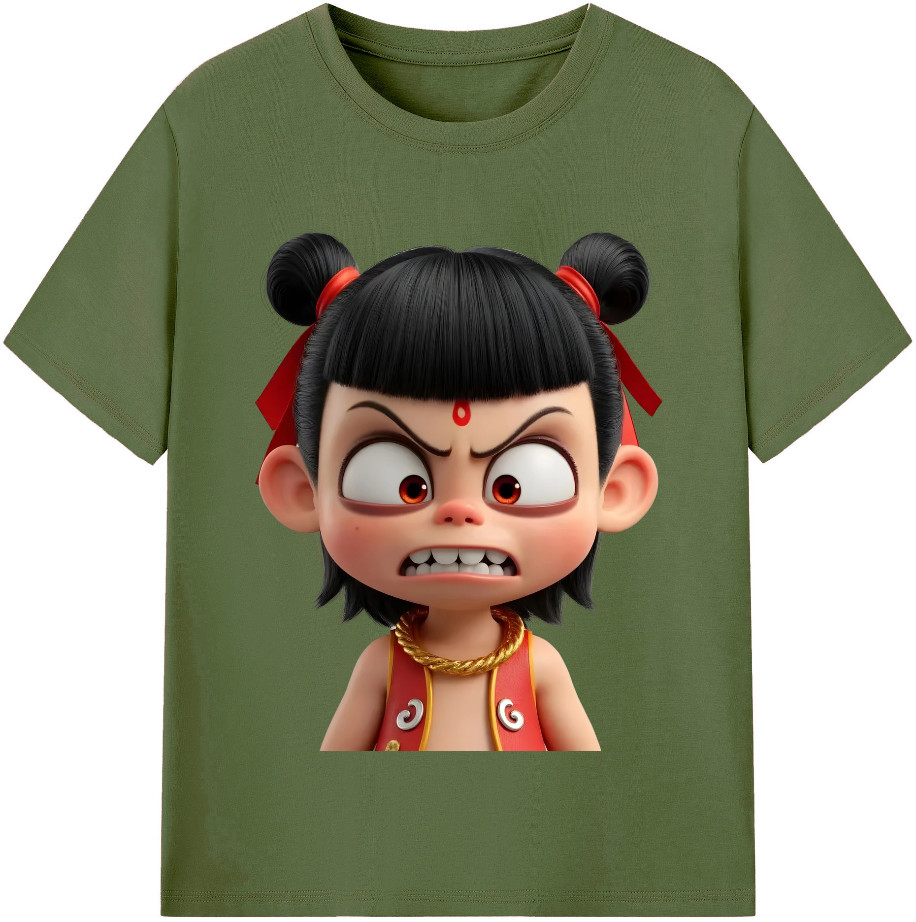 （画像用） Ne Zha 2 ナタ 魔童の大暴れ 綿100％半袖Tシャツ（フロントプリント）
